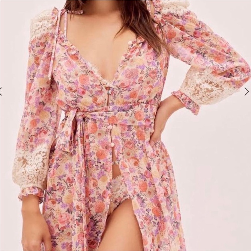 For Love & Lemons sheer floral dress/robe